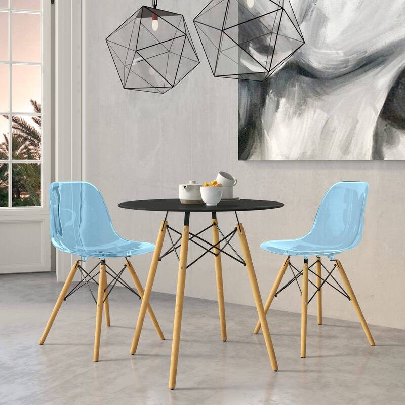 3-Piece Dining Set with 31-Inch Round Solid Wood Table and 2 Dining Chairs with Beech Wood Legs