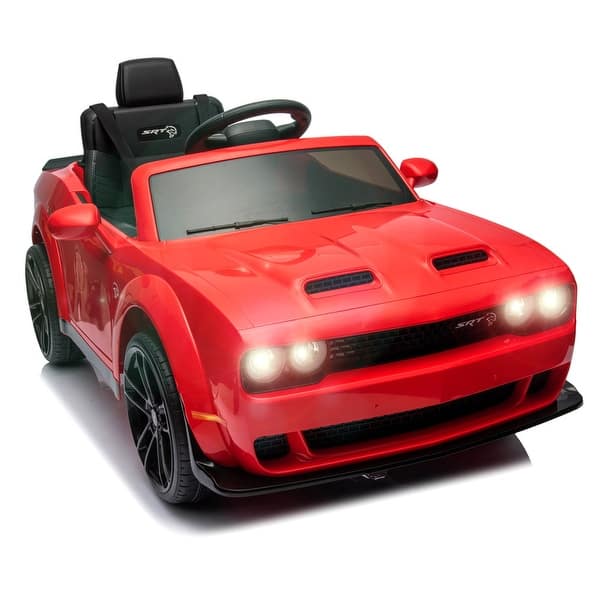 slide 2 of 21, Kids Electric Car Licensed Dodge Challenger Ride On Car 12V Red