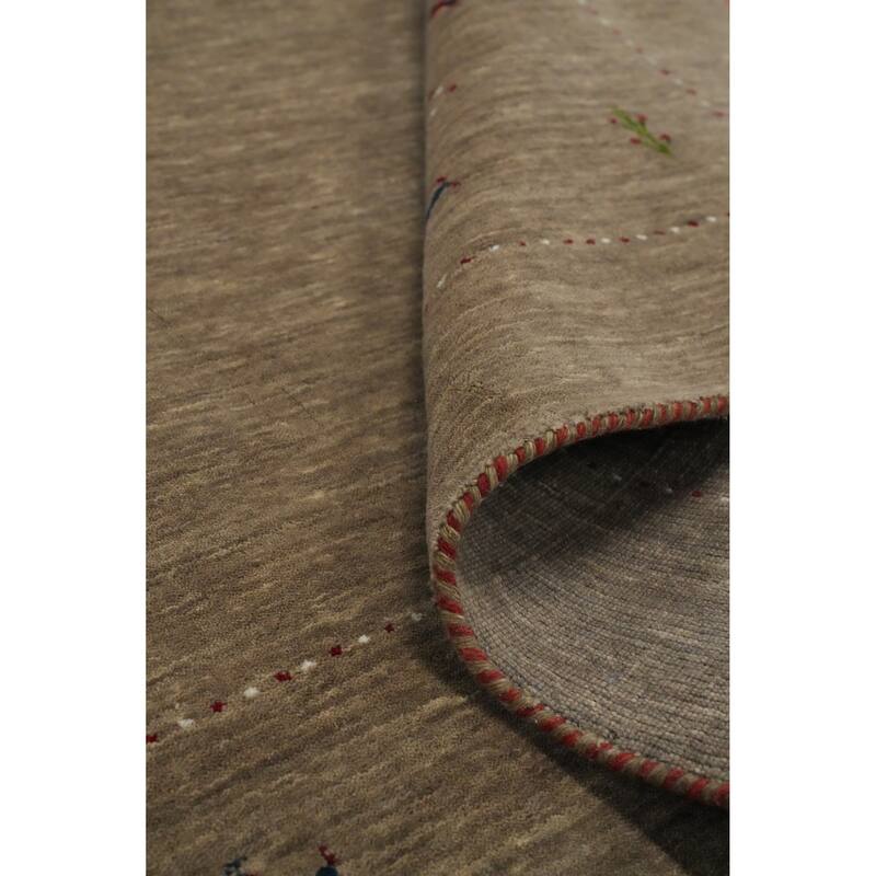 Hand Knotted Oriental 100% Wool Carpet Tribal Animal Pictorial Brown Gabbeh Area Rug - 8' 0'' X 8' 1''