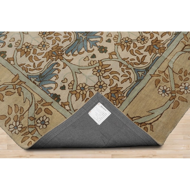 Hand Tufted 100% Wool Arts & Crafts William Morris Beige Area Rug
