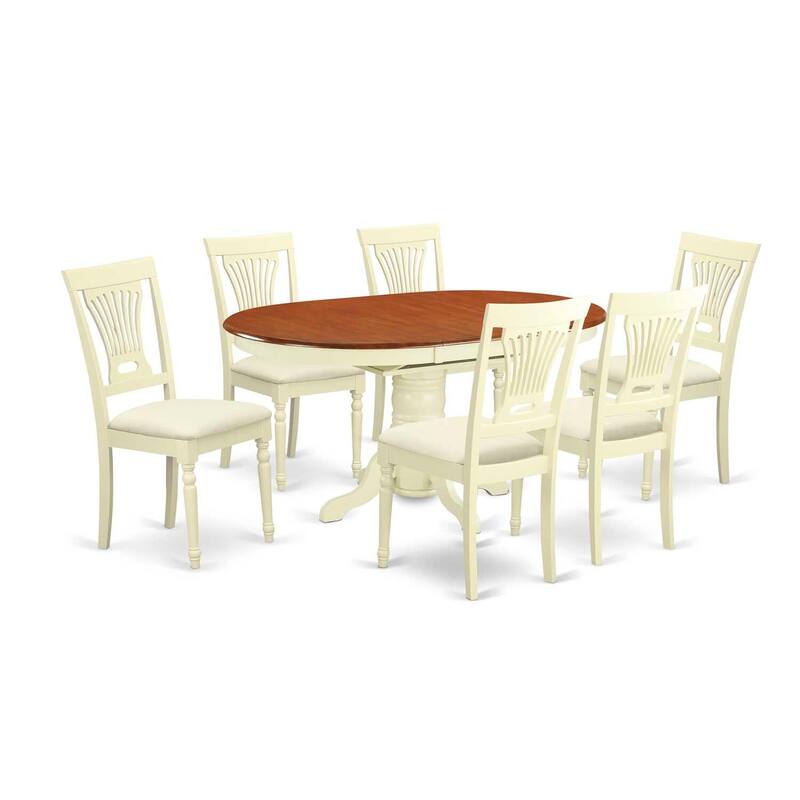 Rustic Dining Set 7 Piece - Avon Table & 6 Microfiber Chairs - Solid Wood Kitchen Dinette Set