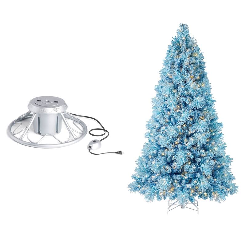Home Heritage Rotating Tree Stand Base w/Snowdrift 6.5' Pine Christmas Tree