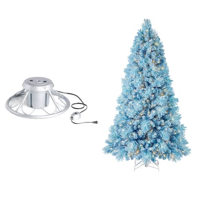 Home Heritage Rotating Tree Stand Base w/Snowdrift 6.5' Pine Christmas Tree