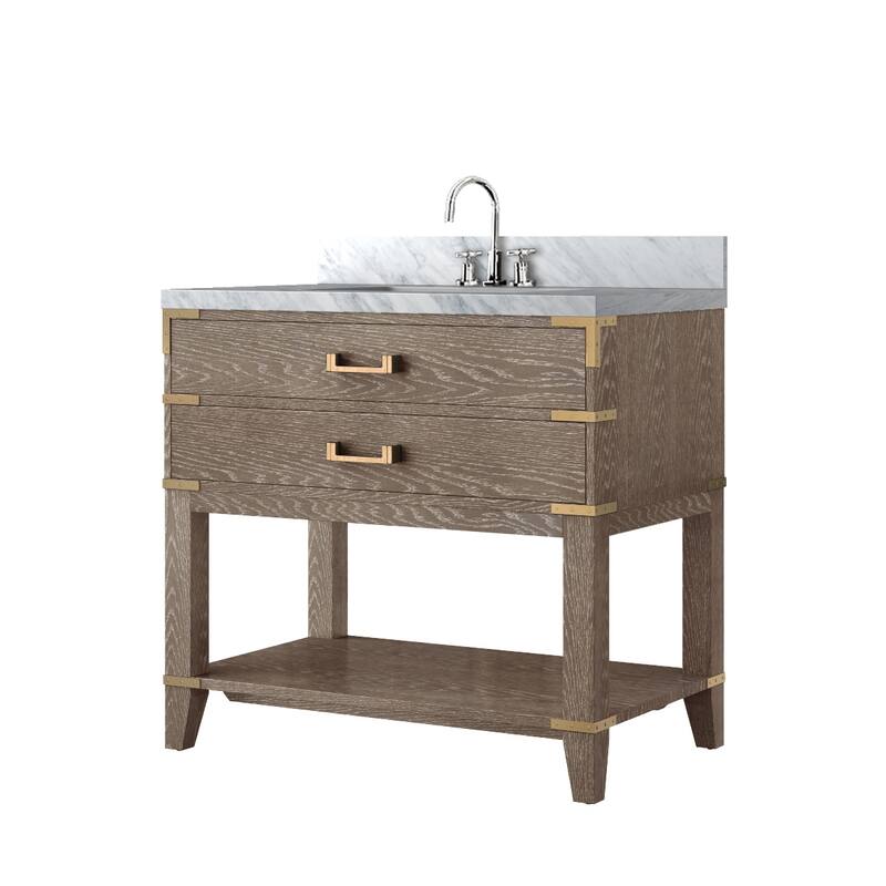 Norwalk Bath Vanity Carrara Marble Top, Sink and Faucet