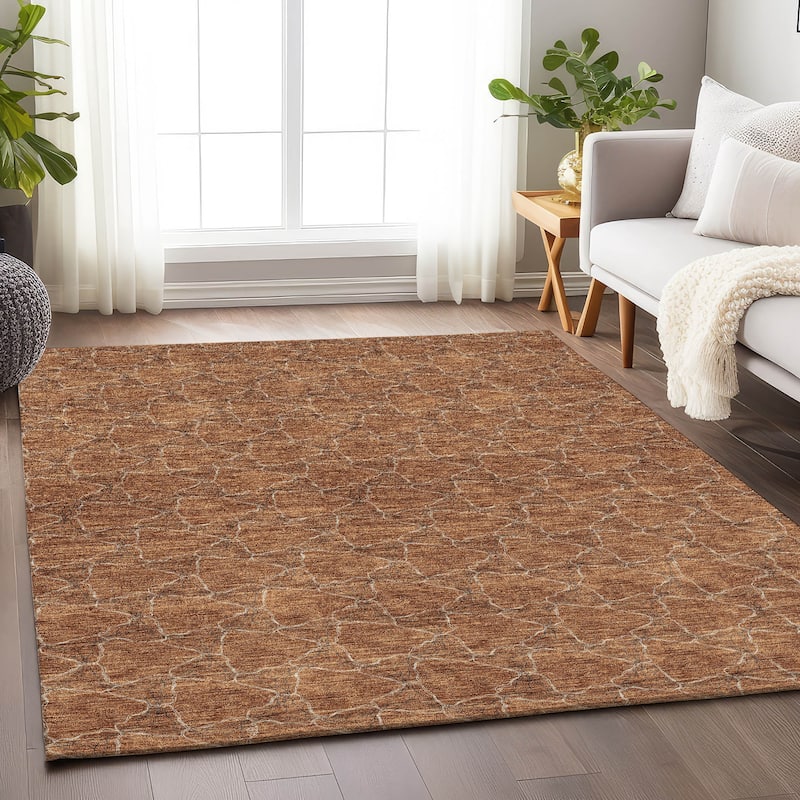 Premium Washable Super Soft Modern Geo Mayfield Rug - Paprika - 9' x 12'
