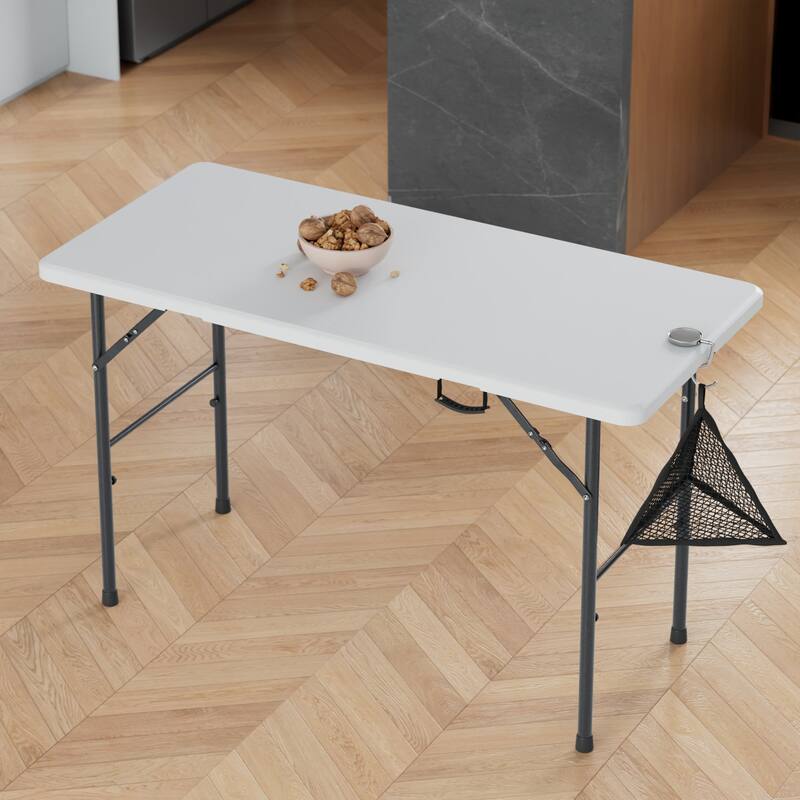 Camping Table with Mesh Bag Foldable Table Indoor Outdoor Portable Camping Table Suitable for Picnic Camping BBQ Backyard Beach - White