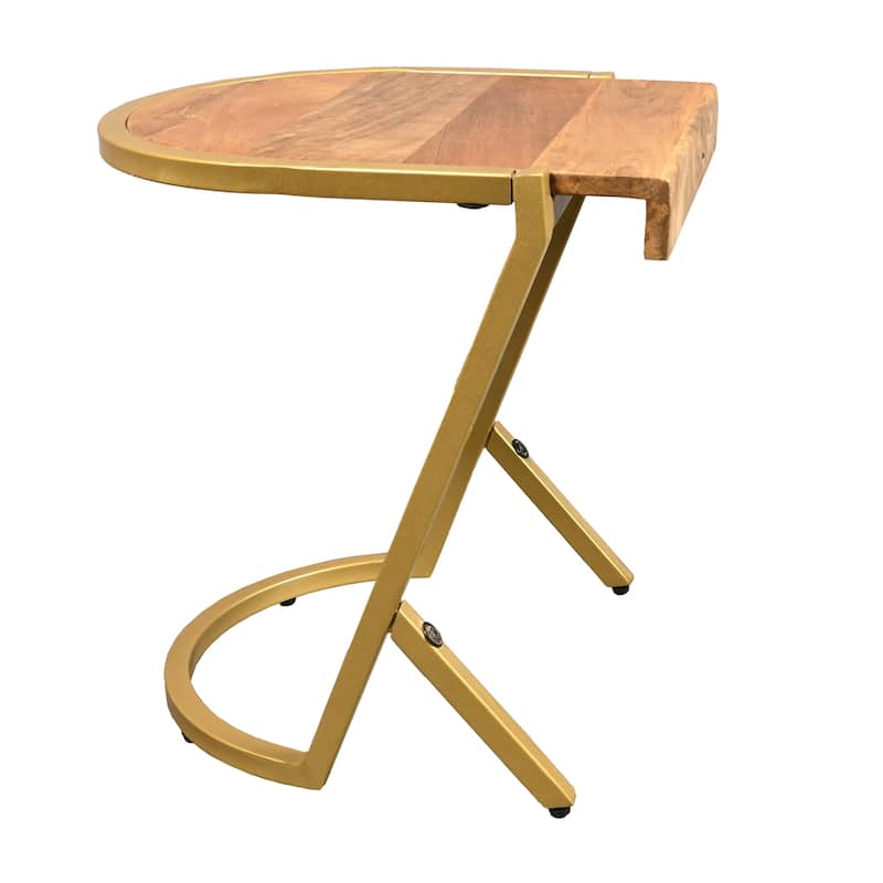 15 in. Gold Rectangle Wood End Table with Angled Legs