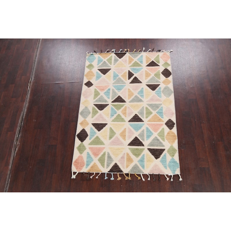 Contemporary Moroccan Oriental Area Rug Wool Handmade Carpet - 4'7" x 6'6"