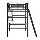 preview thumbnail 11 of 21, Metal Loft Bed with 2 Shelves, a desk and a Hanging Clothes Rack