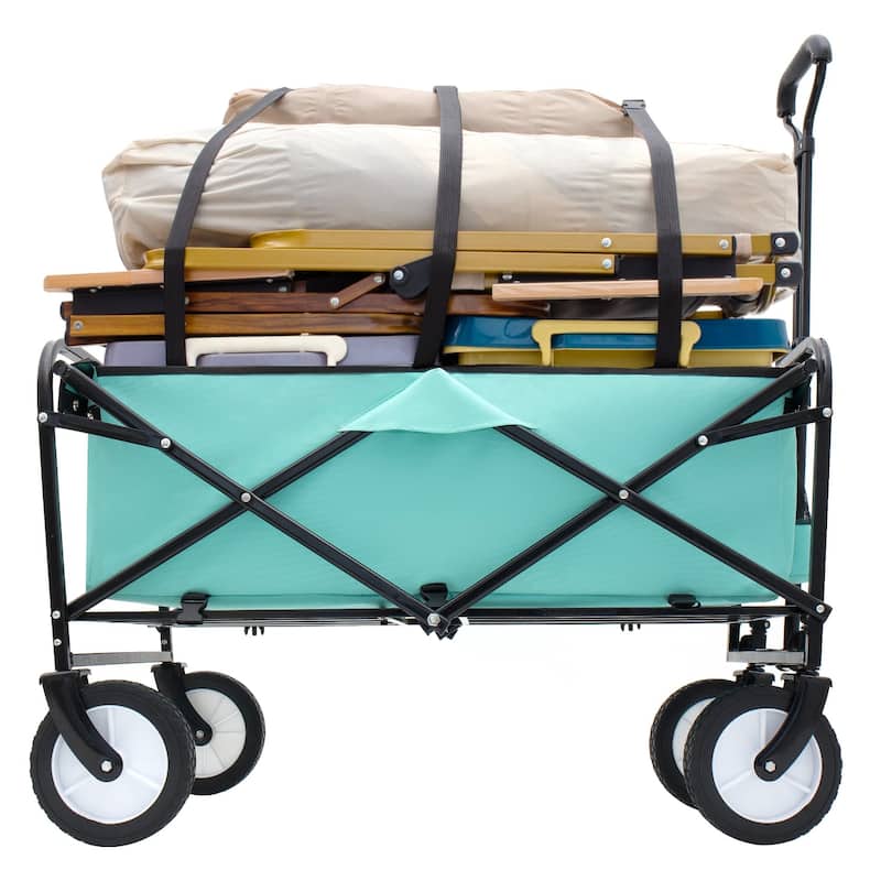 Collapsible Foldable Wagon Cart with Strapping System & 360 lb Capacity