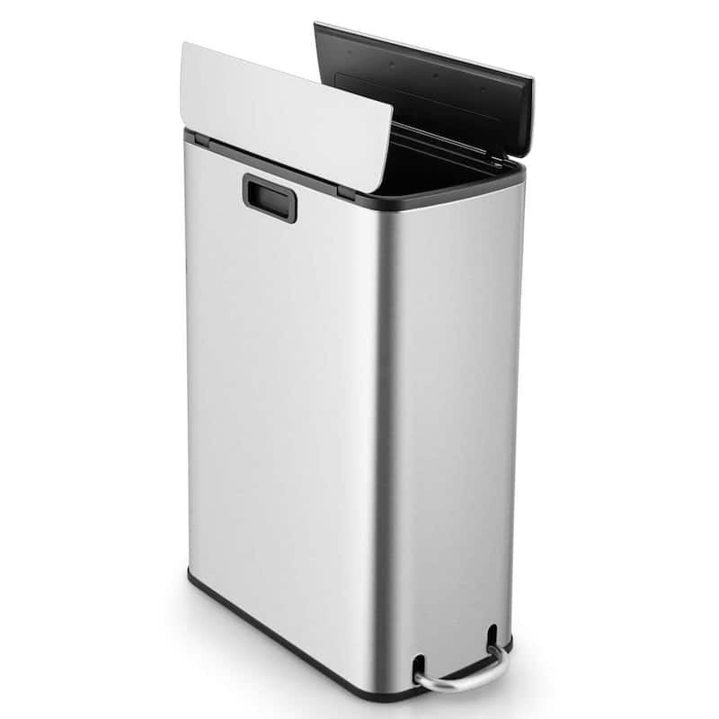 Costway 12 Gallon Wings Open Lid Trash Can with Soft-Closing Lids &