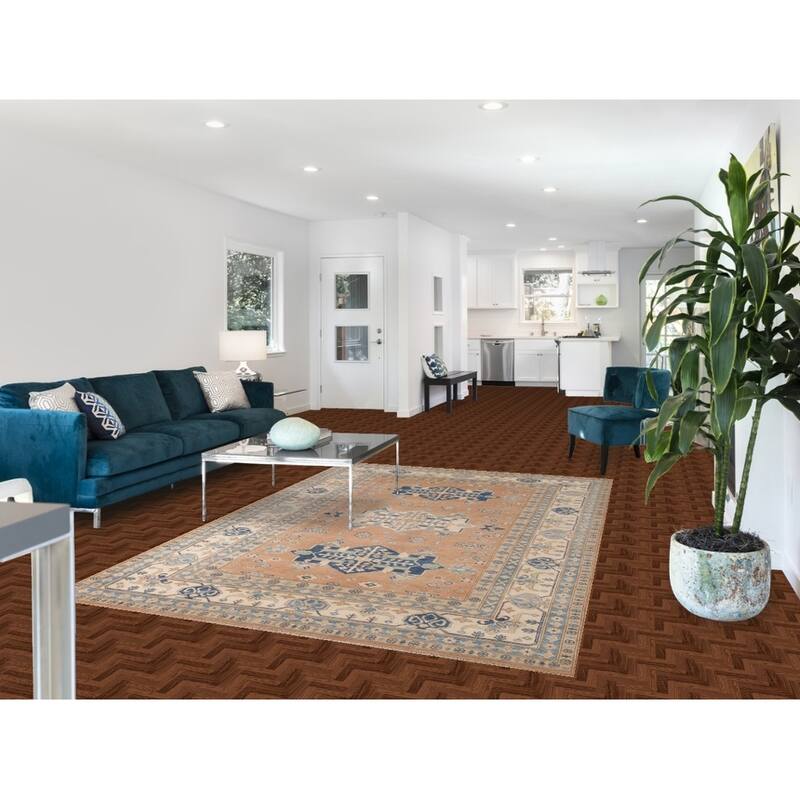 Geometric Kazak Area Rug Hand-Knotted Bedroom Wool Carpet - 5'11" x 8'9"