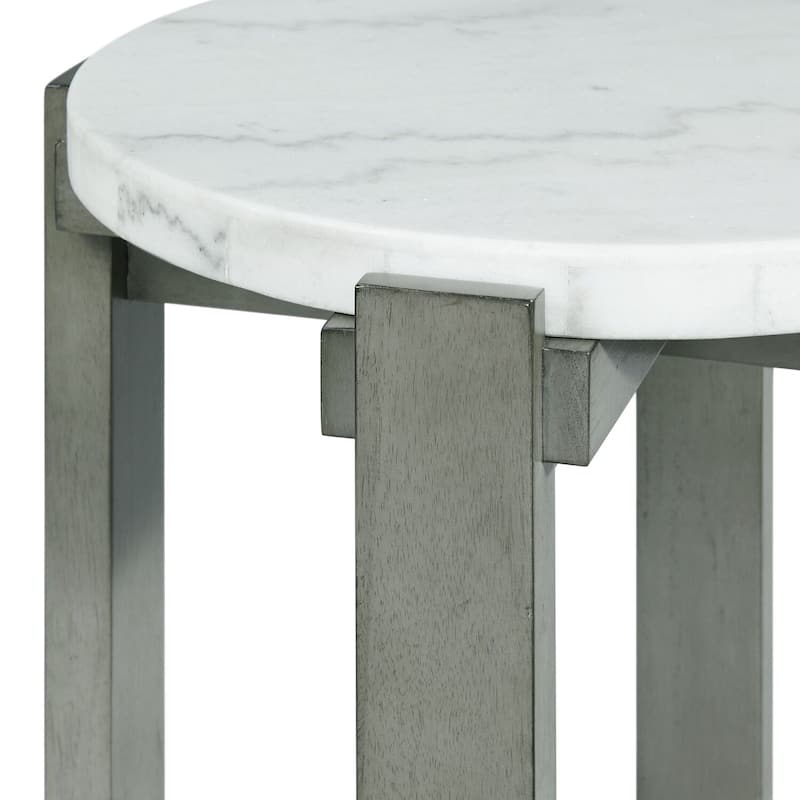 Luxury Round End Table - Grey Accent Table for Living Room, Bedroom, Modern Design - 24