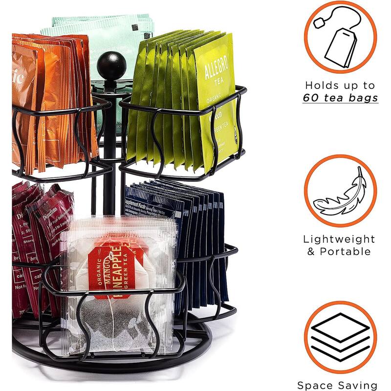 Sorbus Spinning Carousel, 2 Tier Revolving Lazy Susan, Tea Caddy Organizer for Countertop