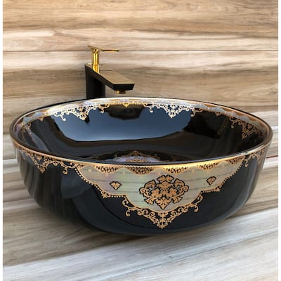 Victoria Classic Black Vitreous China Circular Vessel Bathroom Sink