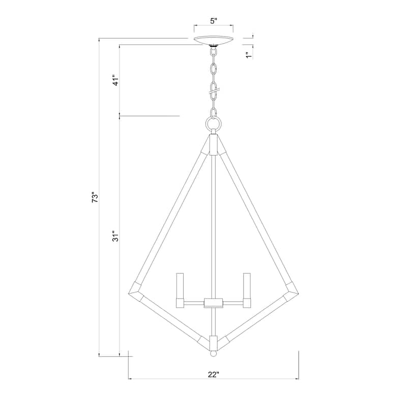 Kara Matte Gold+Wood Grain 4-Light Geometric Chandelier