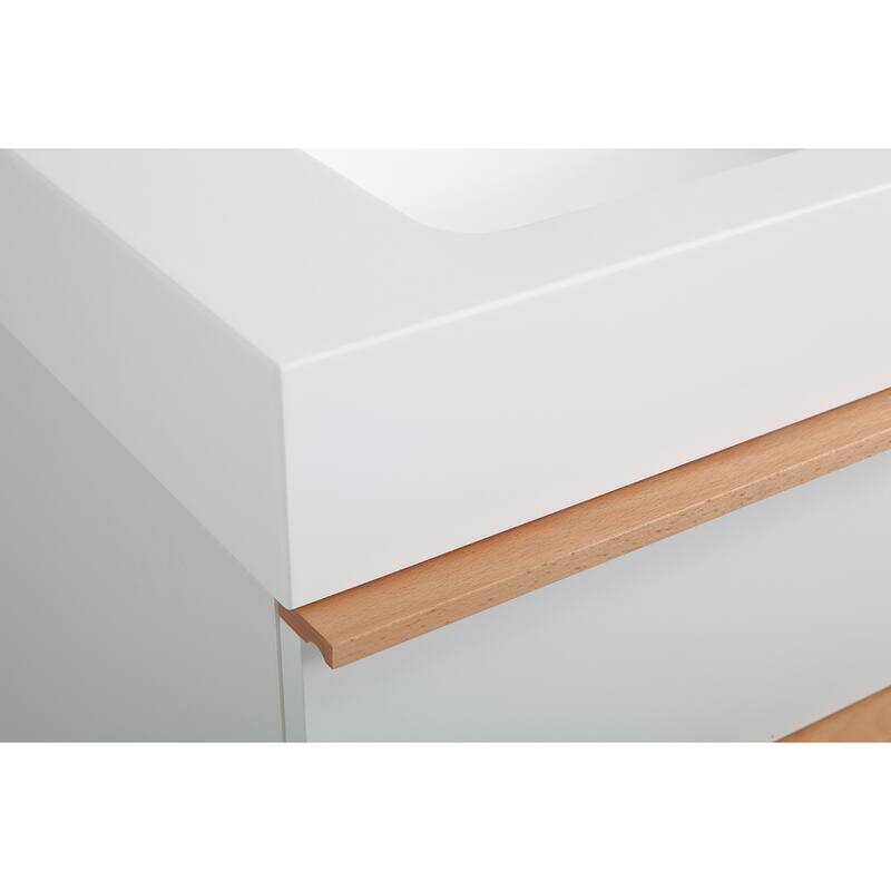 24 Inch Floating Modern Bathroom Vanity with Integrated Acrylic Sink, 2 Soft-Close Drawers and Pre-Assembled Design
