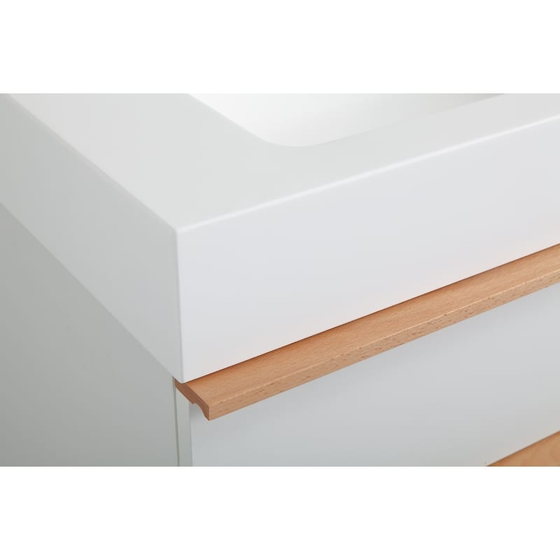 Wall Mounted Bathroom Vanity with Integrated Acrylic Sink