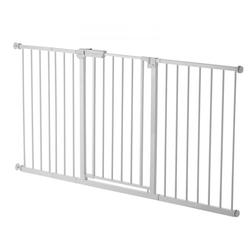 White Adjustable Kid's Gate 60-63in with Auto-Close and One-Hand Lock - 60.6-63.3 L x 30 W in.