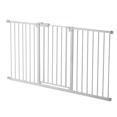 White Adjustable Kid's Gate 60-63in with Auto-Close and One-Hand Lock - 60.6-63.3 L x 30 W in.