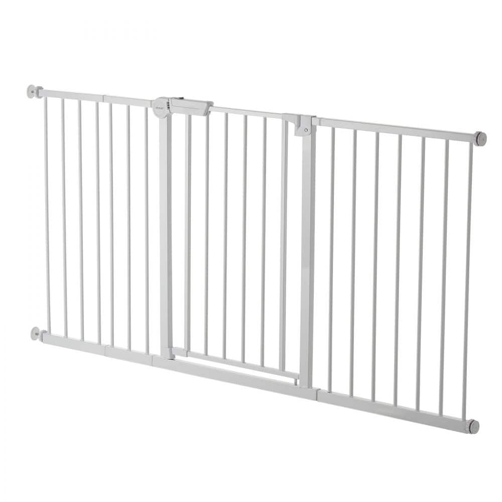 White Adjustable Kid's Gate 60-63in with Auto-Close and One-Hand Lock - 60.6-63.3 L x 30 W in.