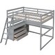 preview thumbnail 12 of 34, Full Size Loft Bed with Desk and Shelves, 2 Built-in Drawers, Gray