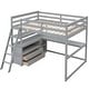 preview thumbnail 12 of 34, Stylish & Simple Full Size Loft Bed with Desk and Shelves, 2 Built-in Drawers, Safety Guaranteed, Multifunctionl Design, Gray
