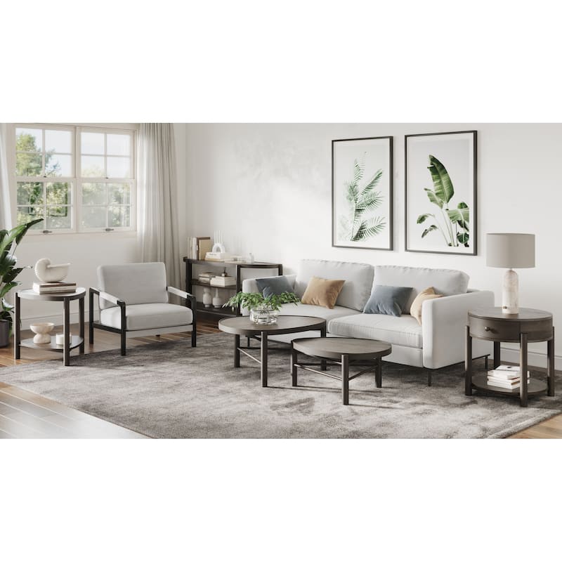 Magnussen Home Hadleigh Black Coffee Bean Demilune Sofa Table - 61.75''W x 16''D x 29''H
