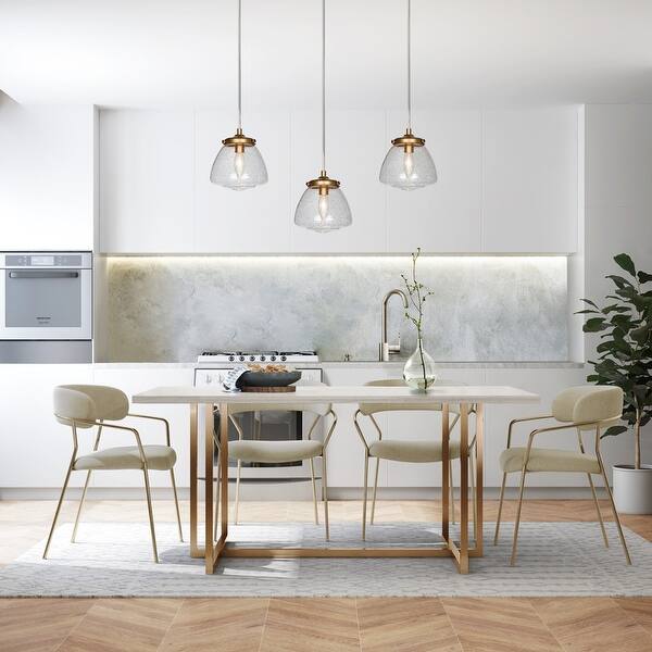 Mid-century Modern 1-light Antique Gold Kitchen Island Glass ...