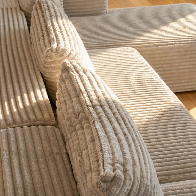 Oversized Modular Sectional Sofa, No Assembly Required, Corduroy Fabric, Deep Seat Cloud Couch with Chaise Foam Sofa