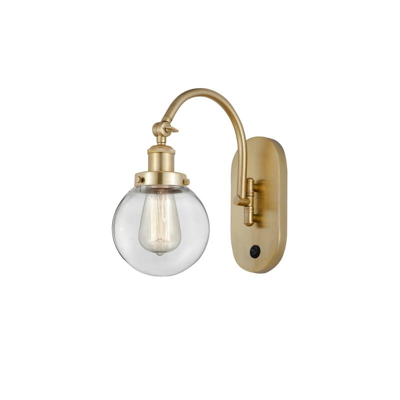 Innovations Lighting 918-1W-13-6 Beacon Sconce Beacon 13" Tall Wall - Satin Gold / Clear