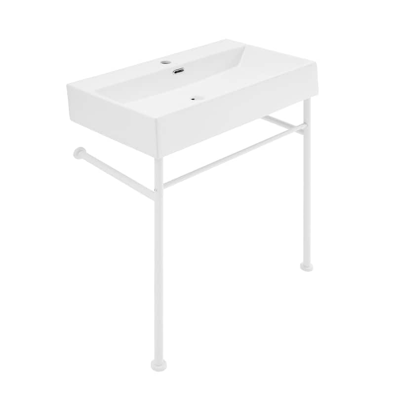 Reims 30" White Basin Matte White Legs - 29.75" x 16.55" 35.25" - 29.75" x 16.55" 35.25" - White