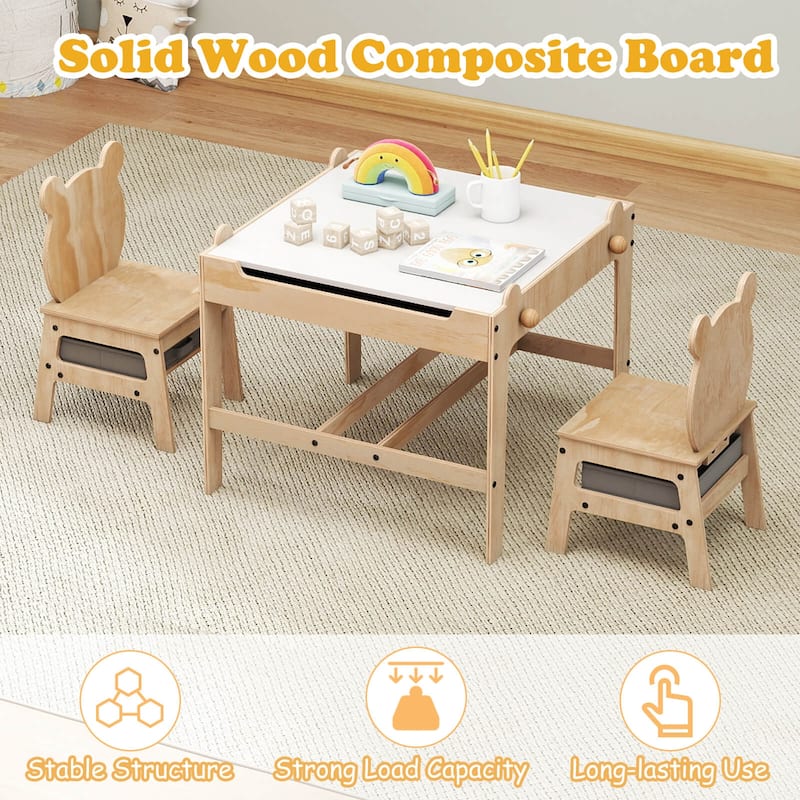Costway Kids Table and Chairs Set 4 in 1 Children Activity Table with - See Details