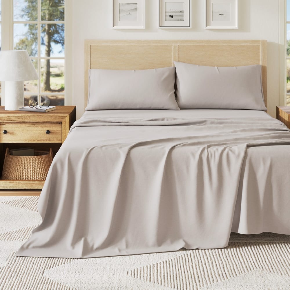 Linery & Co. Heathered Melange Cotton Jersey Knit Sheet Set