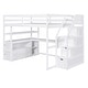 preview thumbnail 6 of 6, White Loft Bed with Desk and Shelves, Two Built-in Drawers, Storage Staircase