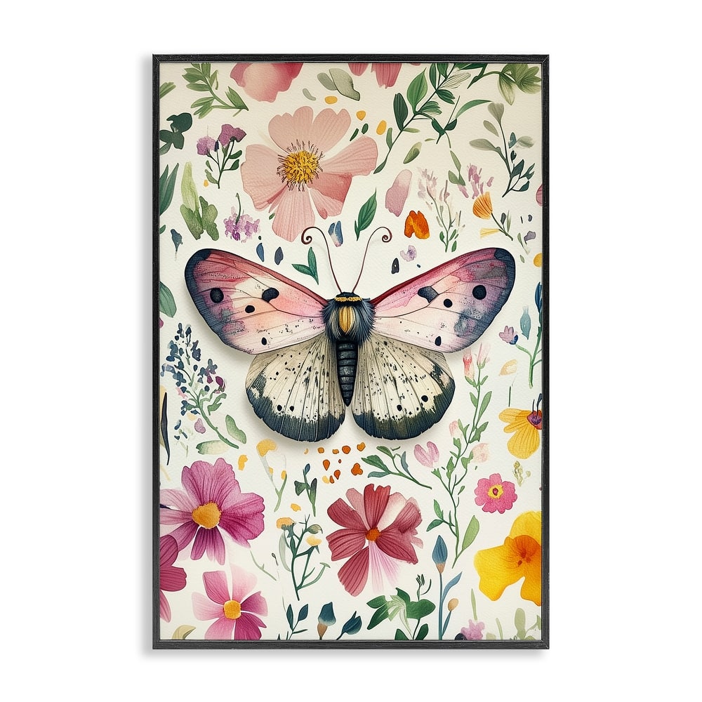 Stupell Botanical Butterfly & Herbs Framed Giclee Art Design By The Dutch Lady