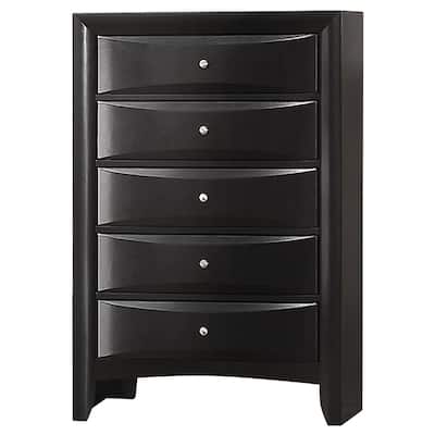 Briana Transitional Wood 5-drawer Bedroom Chest Black