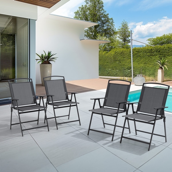 Pellebant Set of 4 Patio Folding Chairs Outdoor Portable Dining Chairs N A