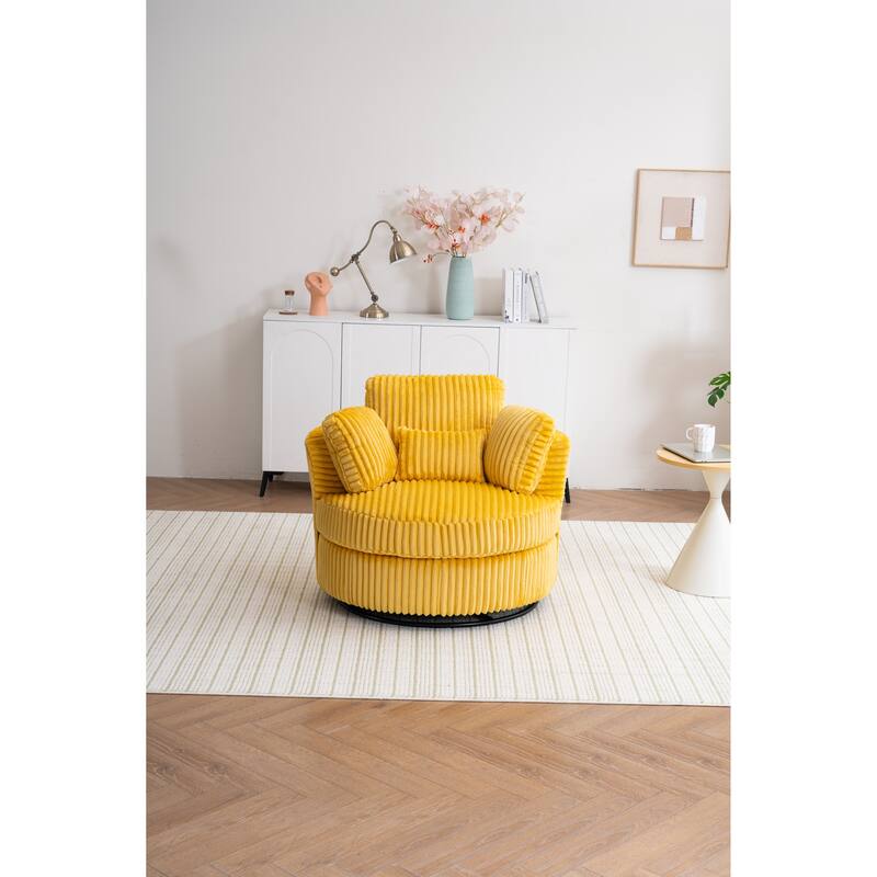 Corduroy Swivel Chair with 4 Pillows