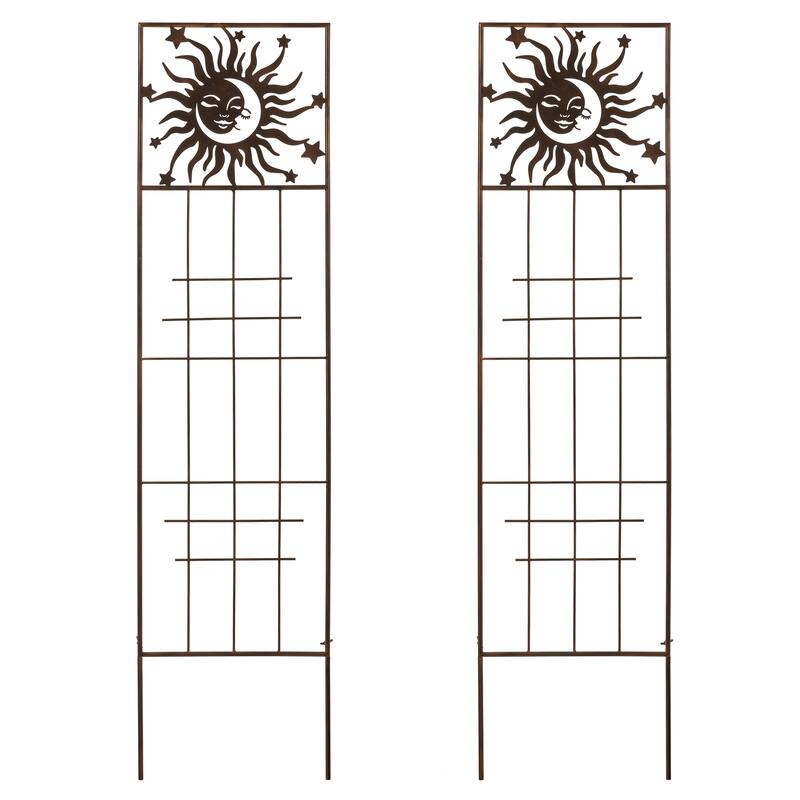 Glitzhome 48"H Metal Sun Garden Trellis Plant Climbing Stakes - 2-Piece