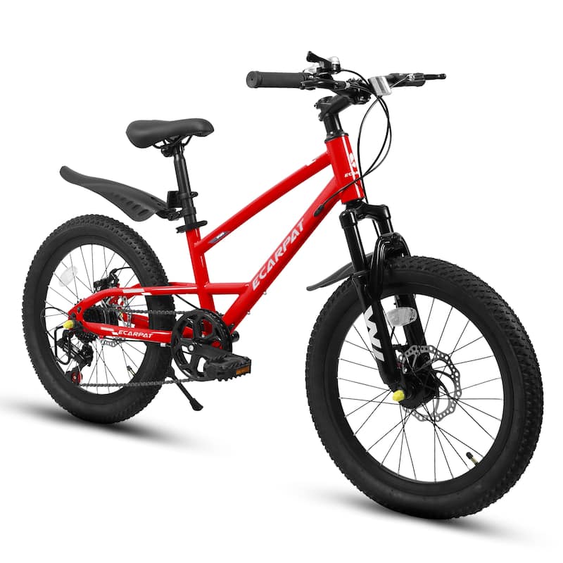 20 inch Mountain Kids Bike for Boys & Girls, Ages 6-12, 7-Speed with Front Suspension - Red