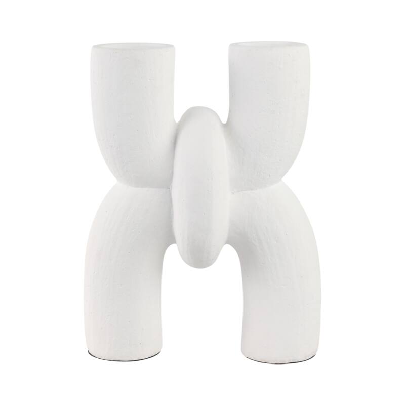 Ceramic Modern X Shape Decorative Vase - White, 15"