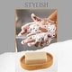 preview thumbnail 37 of 59, Chic Polyresin Soap Dish with Draining Bamboo Insert - 5 L x 3.4 W x 1 H