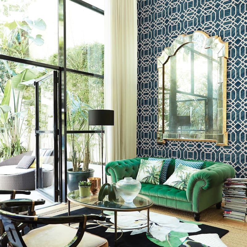 A-Street Prints Daphne Blue Trellis Wallpaper