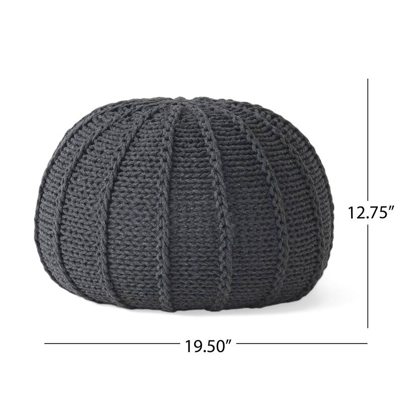 Corisande Knitted Cotton Pouf by Christopher Knight Home