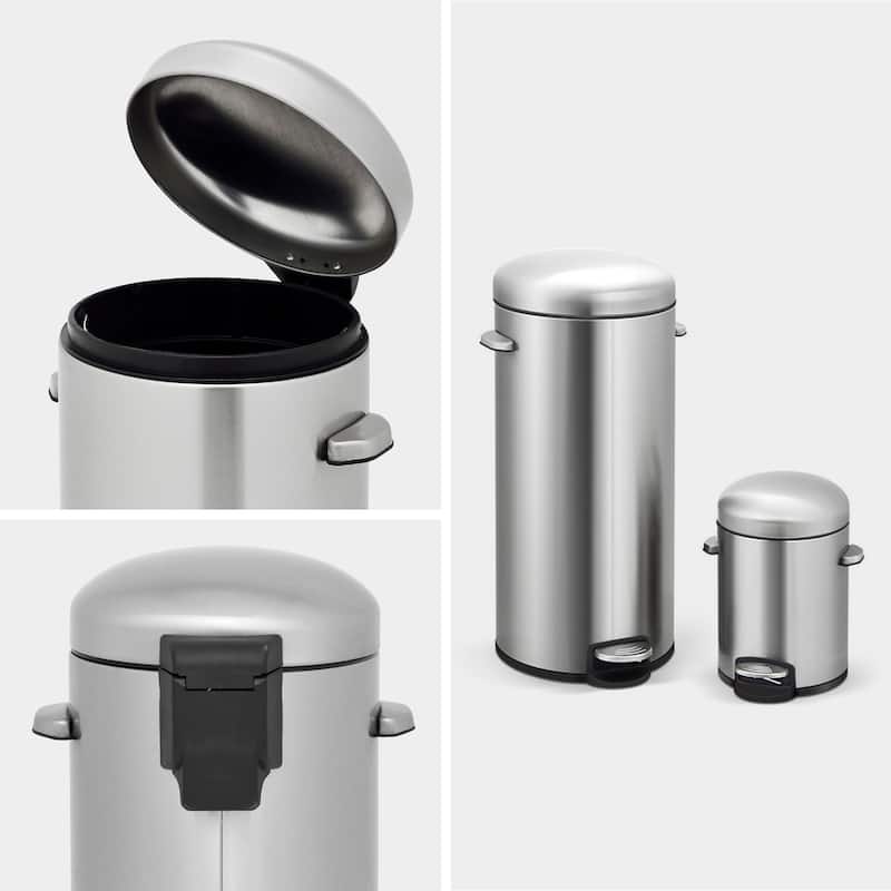 Innovaze 8 Gal./30 Liter and 1.3 Gal./5 Liter Stainless Steel Step-on Trash Can Set for Kitchen and Bathroom