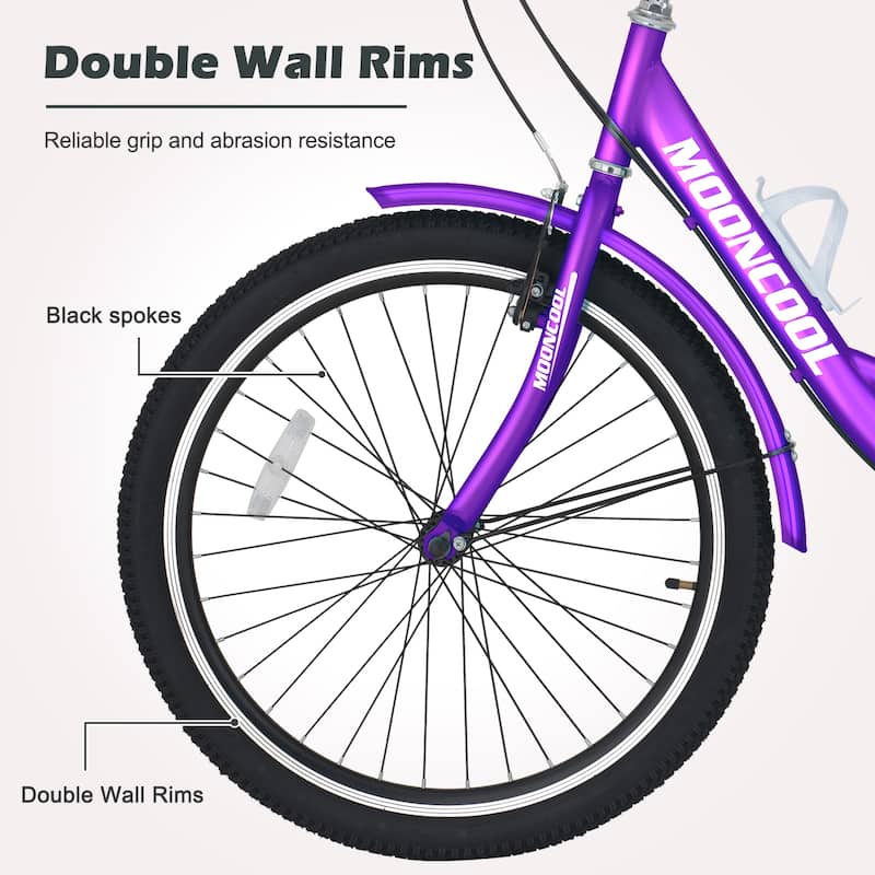 DoCred Adult Tricycle 7 Speed 24"/26" Three Wheel Bike with Basket