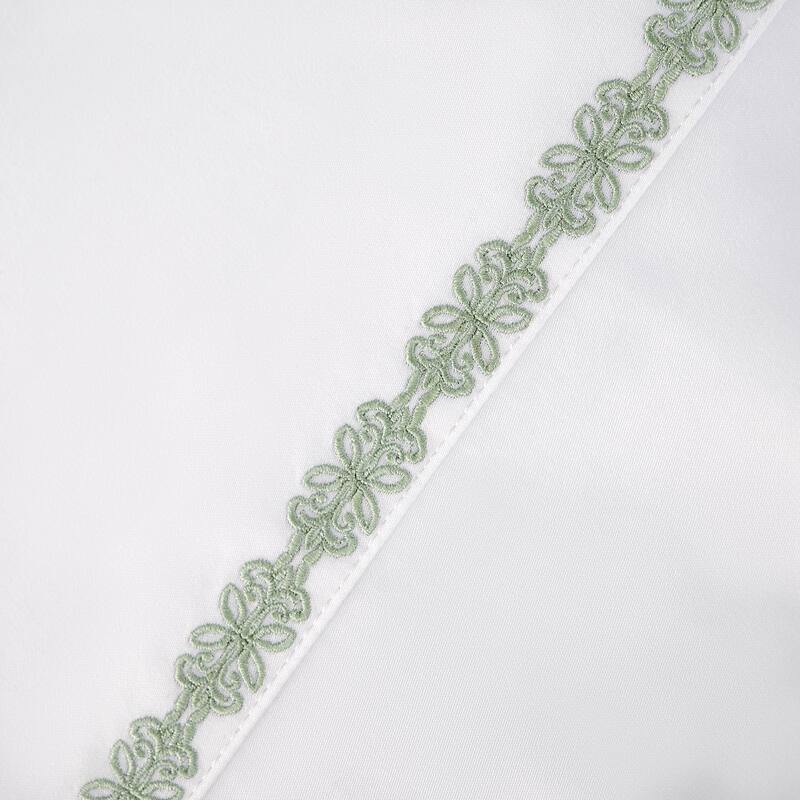 HiEnd Accents 350TC Laurel Embroidered Border Sheet Set, 4PC