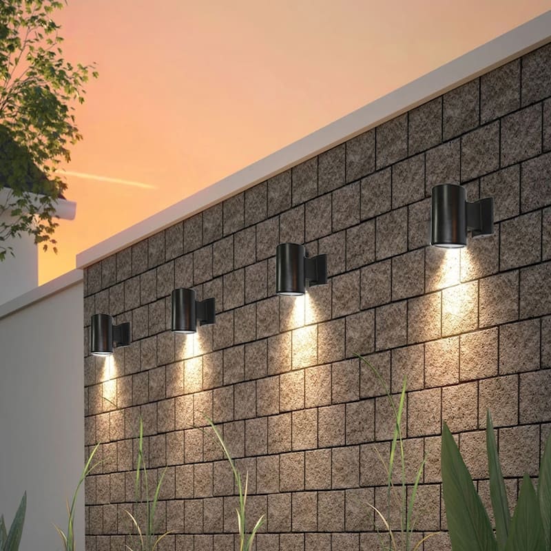 LED Light Drum Sconce in Black finish