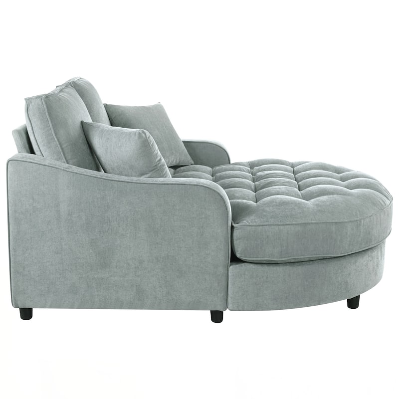 55" Modern Chaise Lounge Sofa Bed Upholstered Sofa Couch with Seat and Detachable Pillows for Living Room